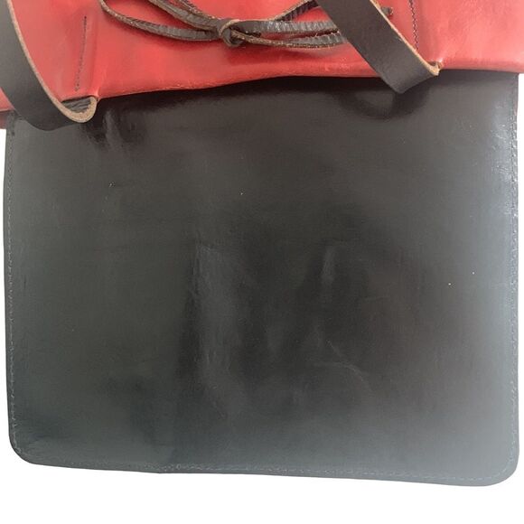 Christopher Kon Minimalist Unlined Red Leather Tote Bag, Luxury Shoulder Bag - Picture 9 of 10